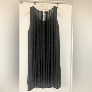 Old Navy black sleeveless shift dress with white pin stripes. Size L